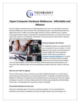 Expert Computer Hardware Melbourne