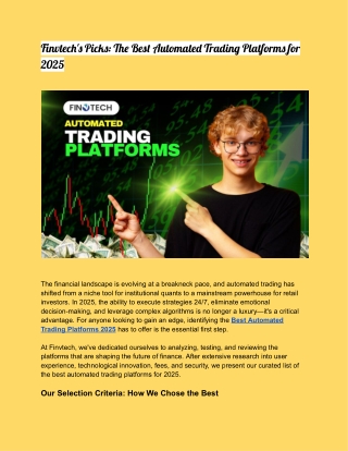 Finvtech's Picks The Best Automated Trading Platforms for 2025