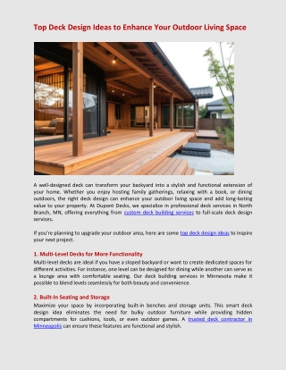 Top Deck Design Ideas to Enhance Your Outdoor Living Space