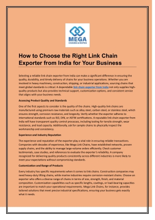 How to Choose the Right Link Chain Exporter from India for Your Business