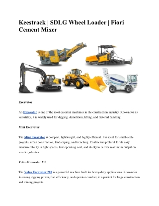 Keestrack | SDLG Wheel Loader | Fiori Cement Mixer
