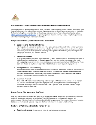 Discover Luxury Living_ 4BHK Apartments in Noida Extension by Renox Group