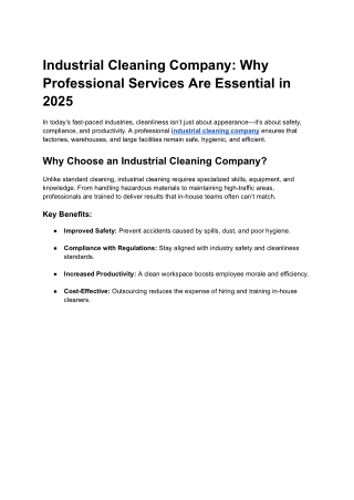 Industrial Cleaning Company_ Why Professional Services Are Essential in 2025