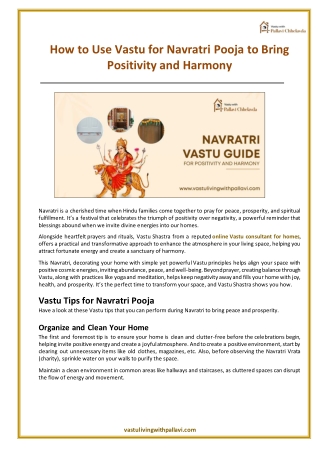 How to Use Vastu for Navratri Pooja to Bring Positivity and Harmony