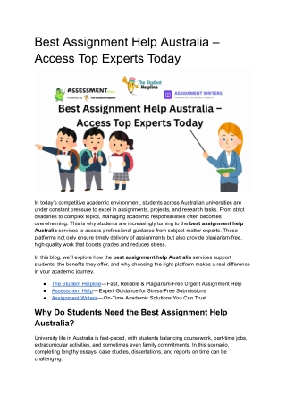 Best Assignment Help Australia | Expert Academic Support for Students