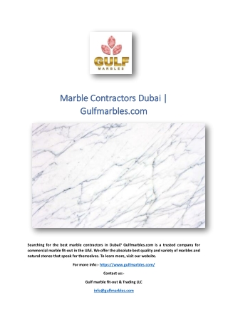 Marble Contractors Dubai | Gulfmarbles.com