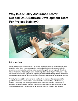 Why Is A Quality Assurance Tester Needed On A Software Development Team For Project Stability_