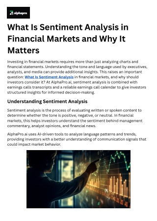What Is Sentiment Analysis in Financial Markets and Why It Matters