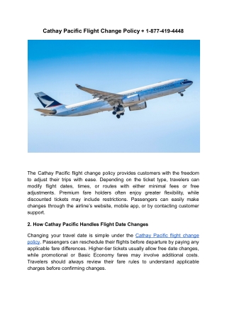 Cathay Pacific Flight Change Policy