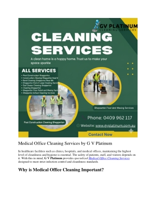 Medical Office Cleaning Services by G V Platinum