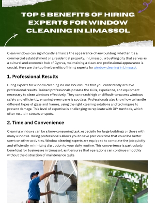 Top 5 Benefits of Hiring Experts for Window Cleaning in Limassol