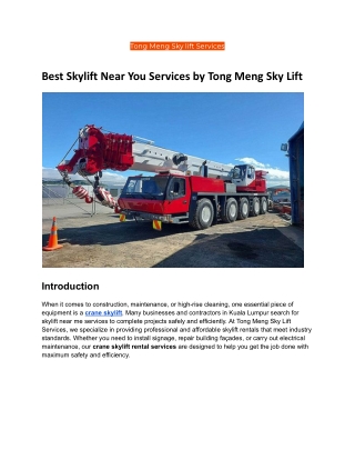 Best Skylift Near You Services by Tong Meng Sky Lift