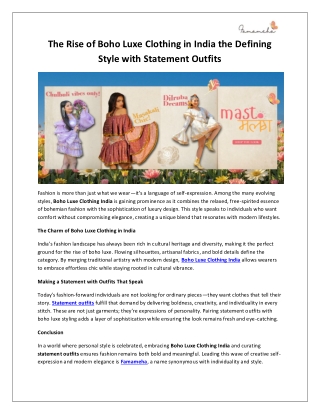 The Rise of Boho Luxe Clothing in India the Defining Style with Statement Outfits