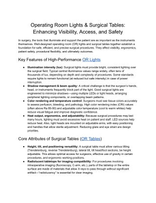 Operating Room Lights & Surgical Tables_ Enhancing Visibility, Access, and Safety