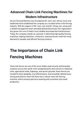 Advanced Chain Link Fencing Machines for Modern Infrastructure