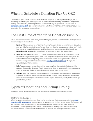 When to Schedule a Donation Pick Up OKC