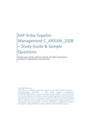 SAP Ariba Supplier Management C_ARSUM_2508 – Study Guide & Sample Questions