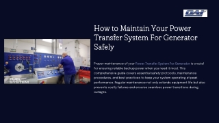 How to Maintain your Power Transfer System For Generator safely