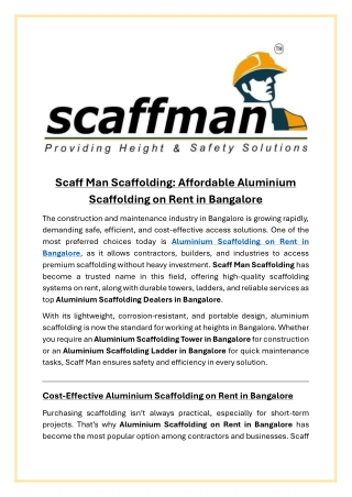 Scaff Man Scaffolding Affordable Aluminium Scaffolding on Rent in Bangalore