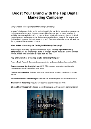 Boost Your Brand with the Top Digital Marketing Company