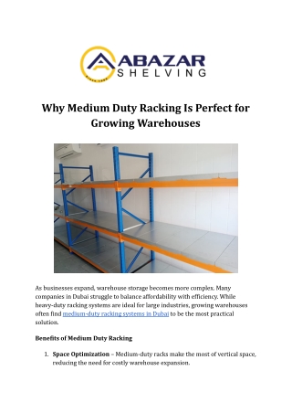Why Medium Duty Racking Is Perfect for Growing Warehouses