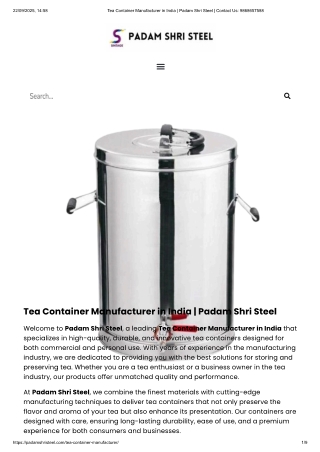 Premium Tea Container Manufacturer in India