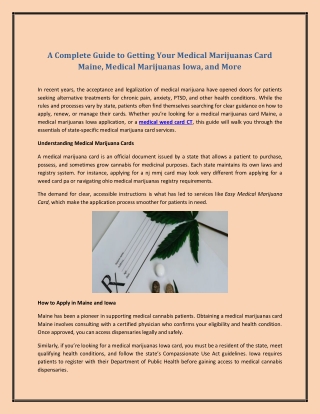 A Complete Guide to Getting Your Medical Marijuanas Card Maine, Medical Marijuan