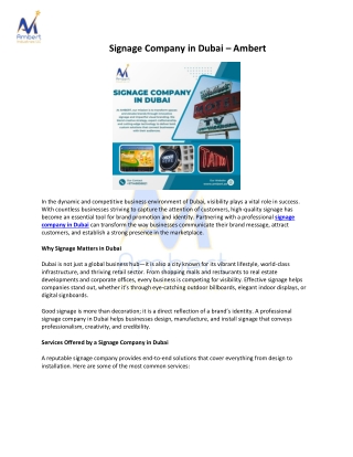 Signage Company in Dubai - Ambert