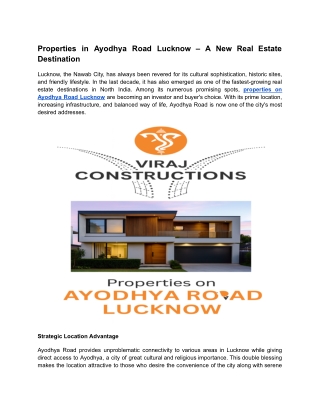 Properties on Ayodhya road lucknow