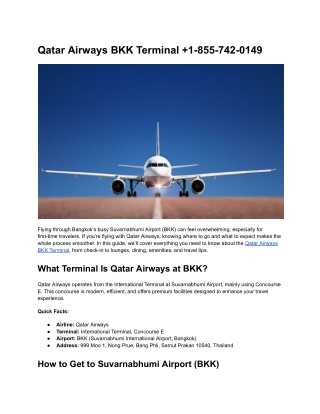 Qatar Airways BKK Terminal  1-855-742-0149