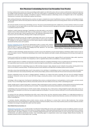 How Physician Credentialing Services Can Streamline Your Practice