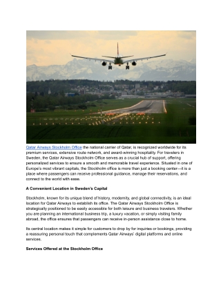 Qatar Airways Stockholm Office   1-855-742-0149