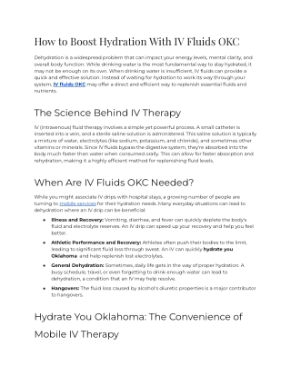 How to Boost Hydration with IV Fluids OKC