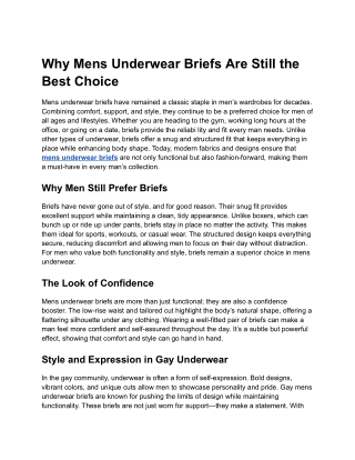 Why Mens Underwear Briefs Are Still the Best Choice