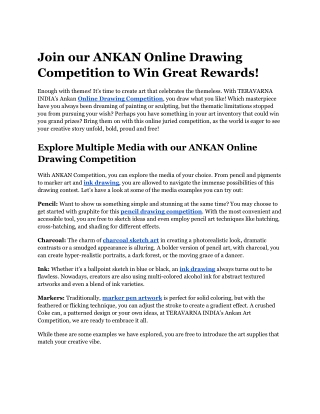Join our ANKAN Online Drawing Competition to Win Great Rewards