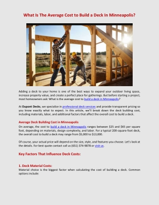 What Is The Average Cost to Build a Deck In Minneapolis