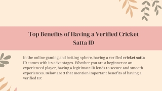 Top Benefits of Having a Verified Cricket Satta ID