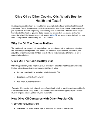 Olive Oil vs Other Cooking Oils_ What’s Best for Health and Taste