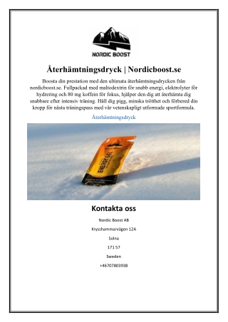 Återhämtningsdryck | Nordicboost.se