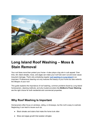 Post 27 _ Long Island Roof Washing – Moss & Stain Removal