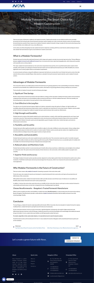 Modular Formworks: The Smart Choice for Modern Construction
