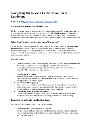 Nevada Certification Exam