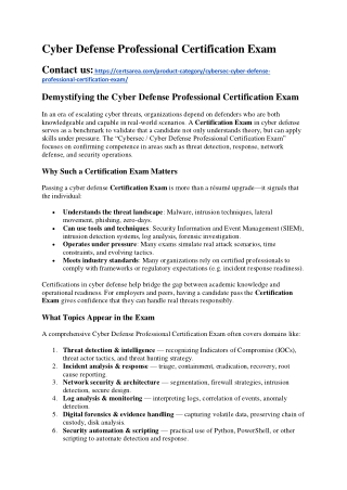 Cyber Defense Professional Certification Exam