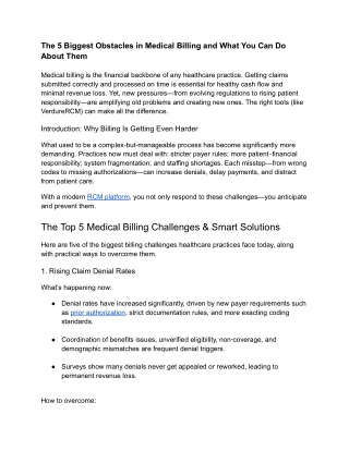 5 Common Challenges in Medical Billing and How to Overcome Them