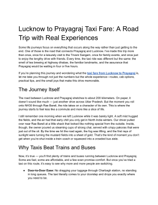 Lucknow to Prayagraj Taxi Fare_ A Road Trip Guide with Real Experiences