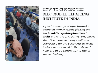 How to Choose the Best Mobile Repairing Institute in India