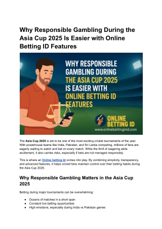 Why Responsible Gambling During the Asia Cup 2025 Is Easier with Online Betting ID Features