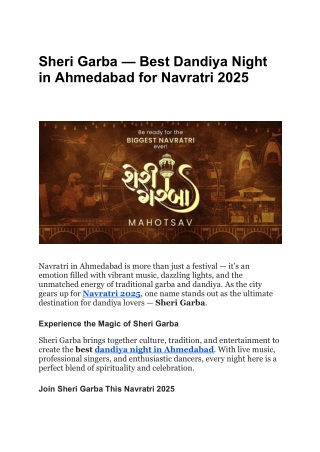 Sheri Garba — Best Dandiya Night in Ahmedabad for Navratri 2025