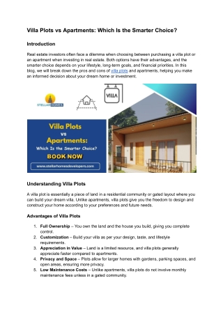 Villa Plots vs Apartments_ Which Is the Smarter Choice