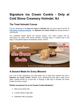 Signature Ice Cream Cookie in Holmdel, NJ - Only at Cold Stone Creamery